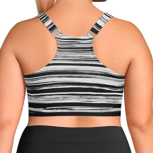 Lands End Chlorine Resistant Zip Front Bikini SwimTop  Adjustable Strap M/12 - Picture 2 of 8